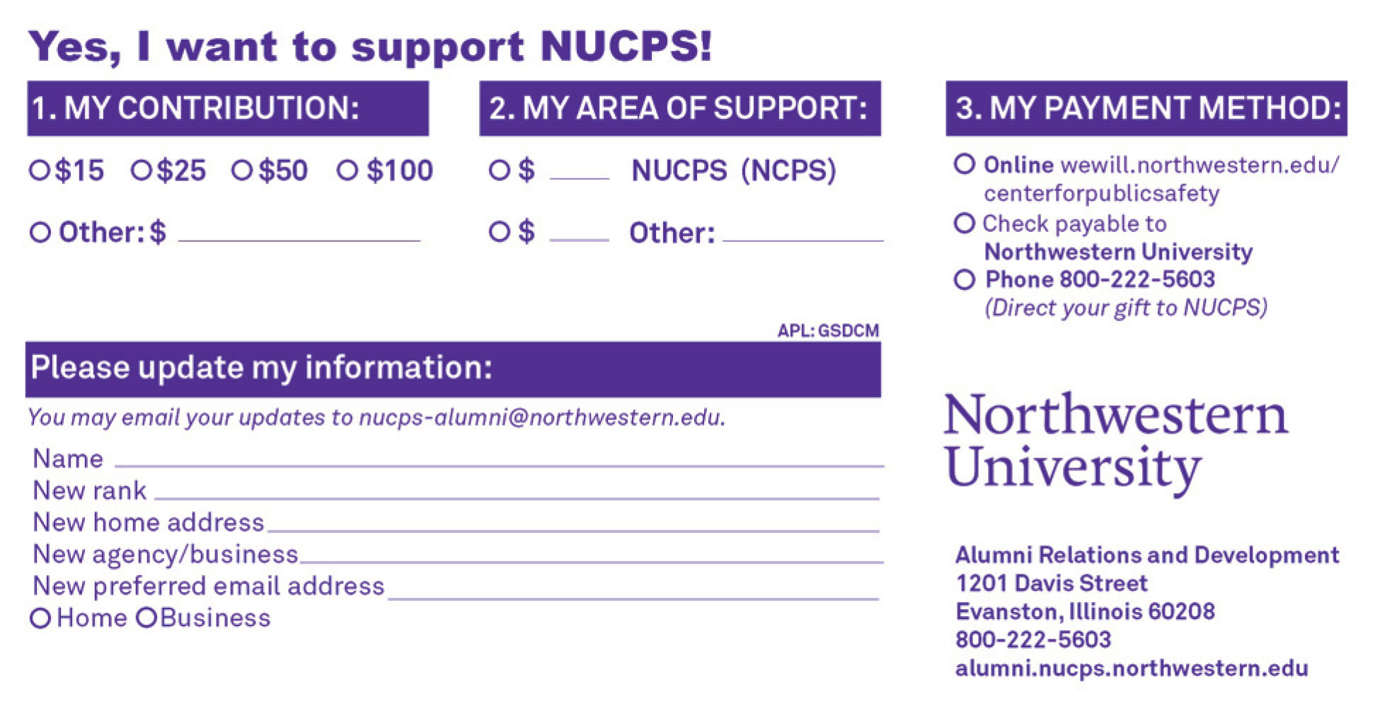 NUCPS Contribution Card